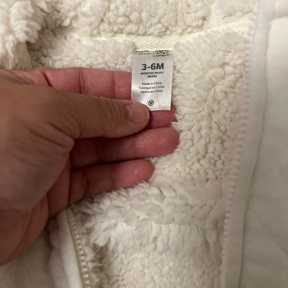 Simple Joy’s by Carters Babies Hooded Sweater Jacket with Sherpa Lining - Picture 4 of 4